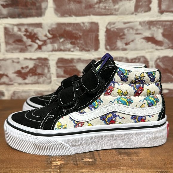 Vans Kids Dragon Print Strap Shoes Sz 10.5 - Picture 5 of 13